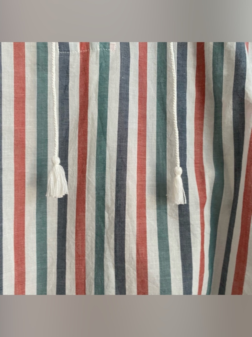 Trovata Striped Blouse Shirt Top Blue Red Short Flutter Sleeves Cottage Boho S - Picture 7 of 11